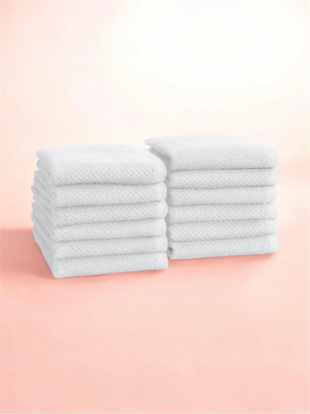 Gl Rest Bay Home White Cotton Textured Wash Cloth Set - Pack of 12 Quick Dry